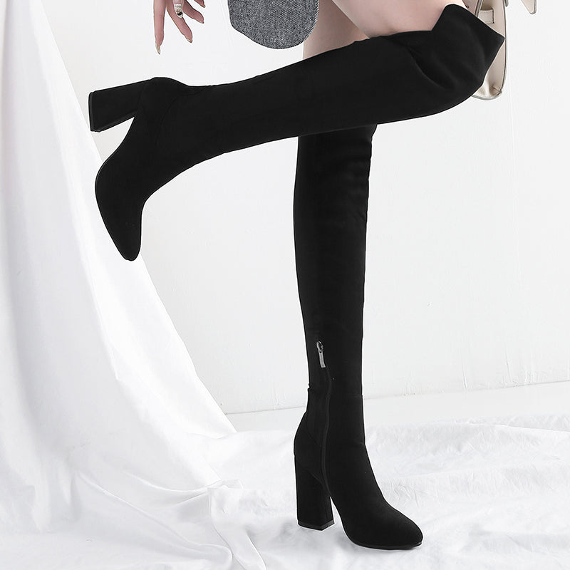 Elegant Over-the-Knee Velvet Boots