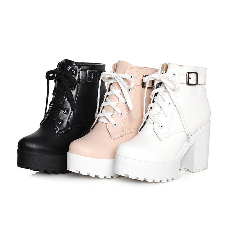 Long Lace-Up Chunky Heel Martin Boots