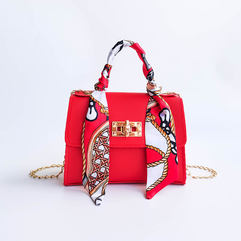 Trendy Women's Mini Chain Shoulder Bag with Scarf