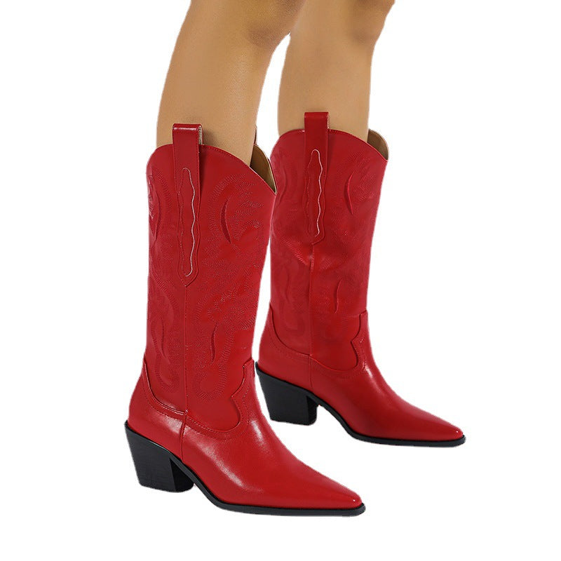 Elegant Mid-Calf Chunky Heels