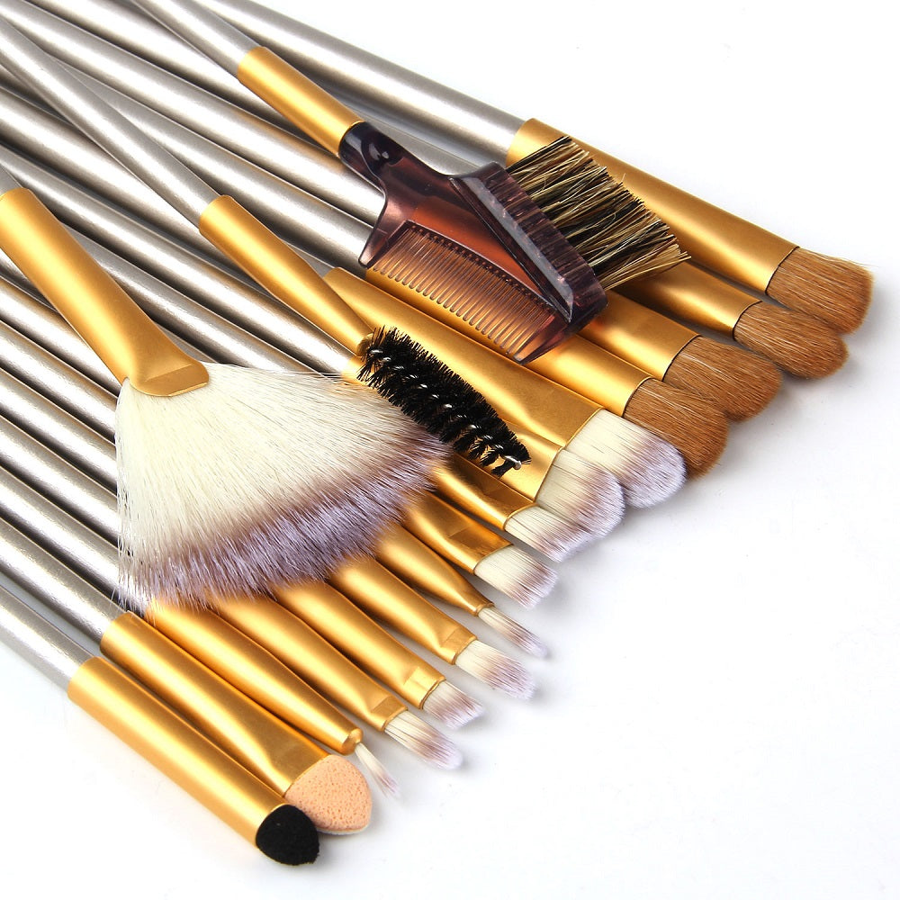 Elegant 24-Piece Champagne Cosmetic Brush Set