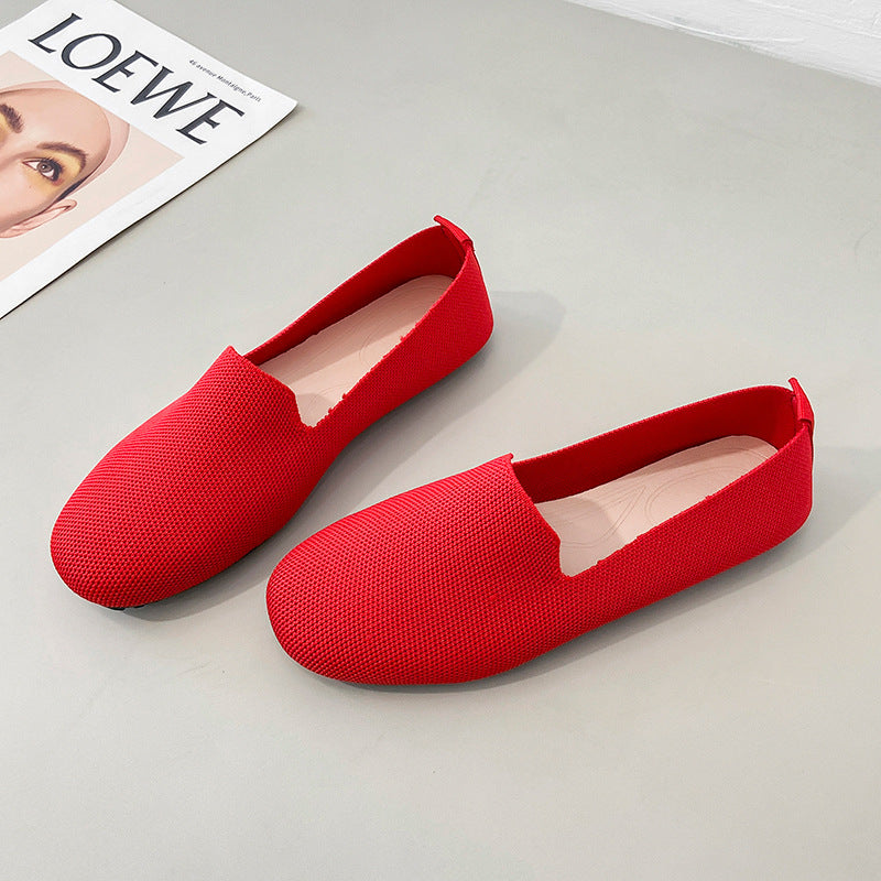Plus Size Knitted Flat Shoes for Women (Spring/Fall)