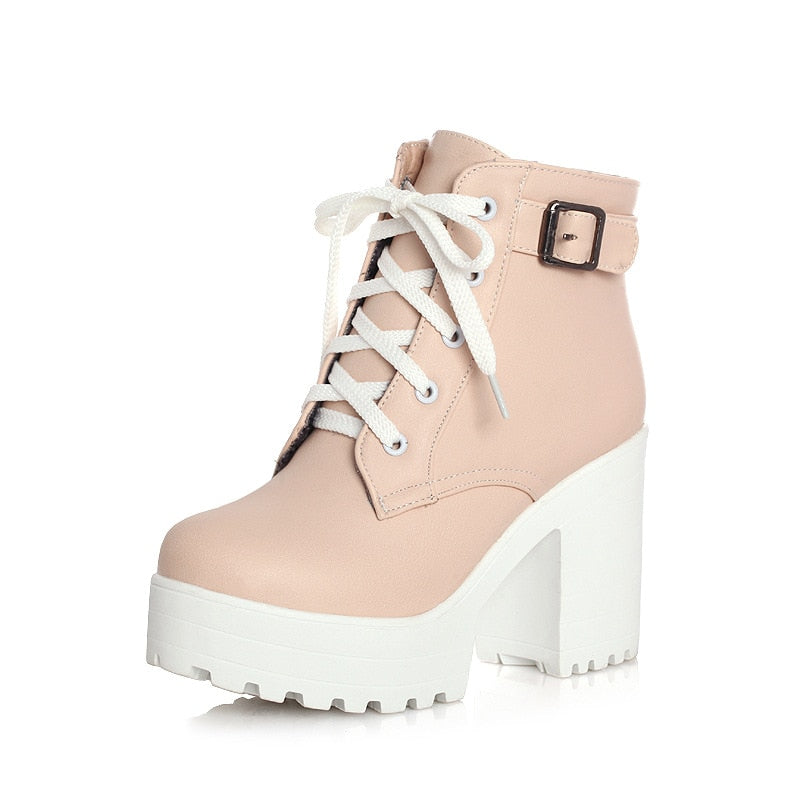 Long Lace-Up Chunky Heel Martin Boots
