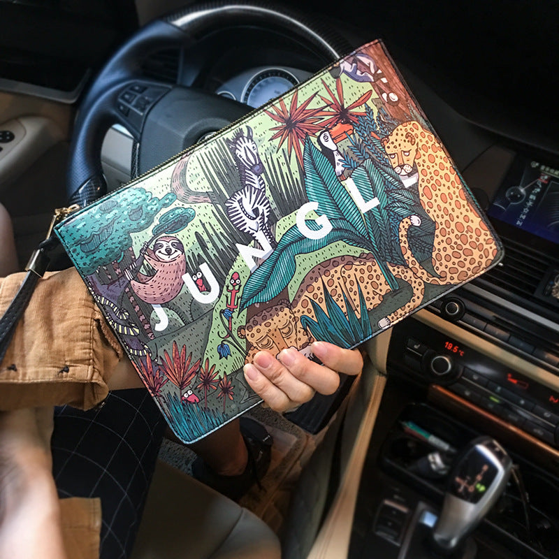 Botanical Elegance Leather Clutch