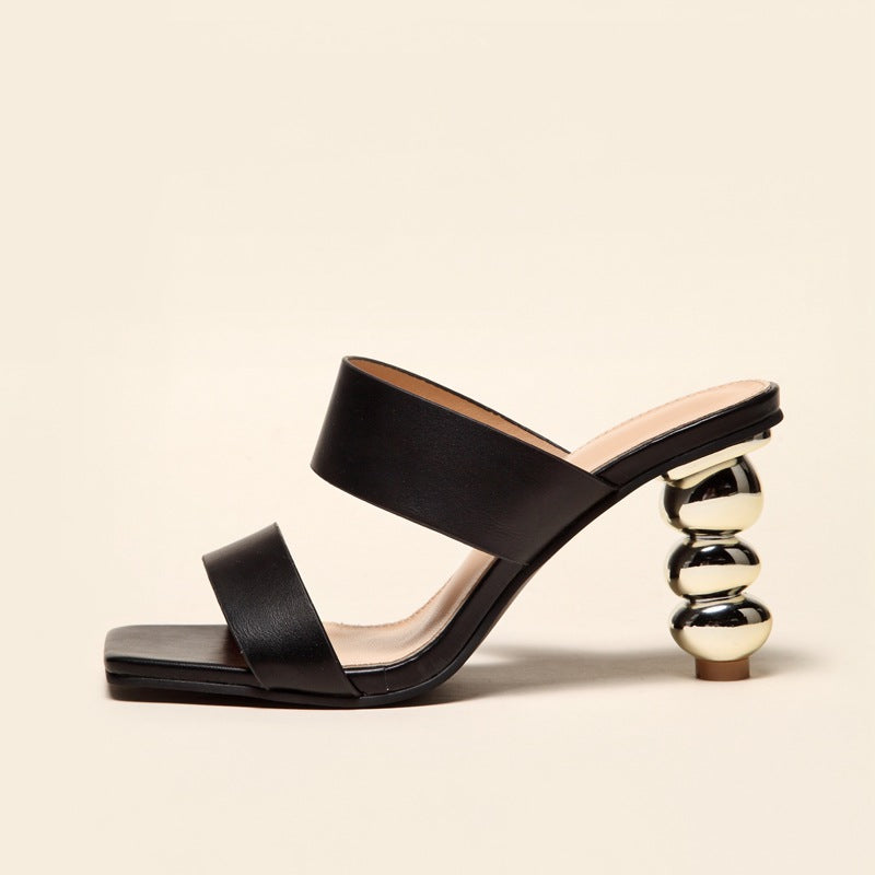 Electroplating High Heel Sandals for Women in Summer