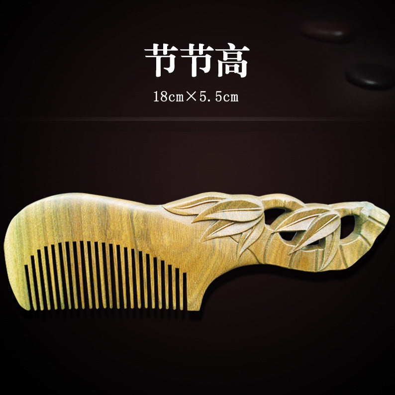 Antique-Style Green Sandalwood Comb Set