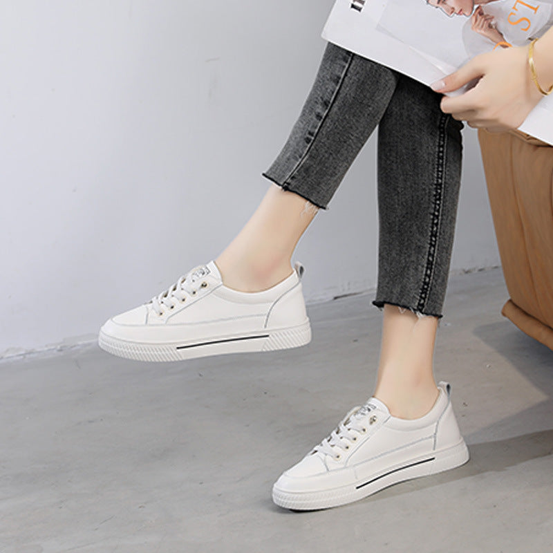2024 New Women's Genuine Leather White Sneakers