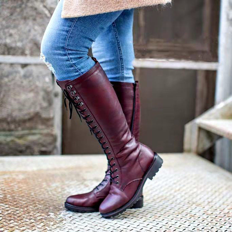 Ladies' Elegance Round Toe Flat Martin Boots