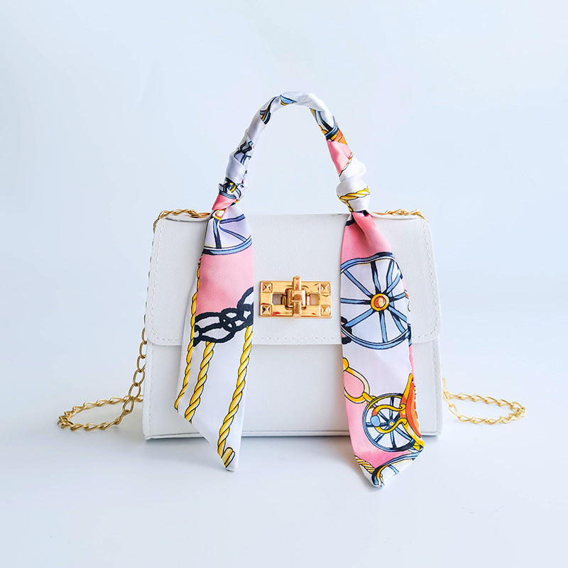 Trendy Women's Mini Chain Shoulder Bag with Scarf