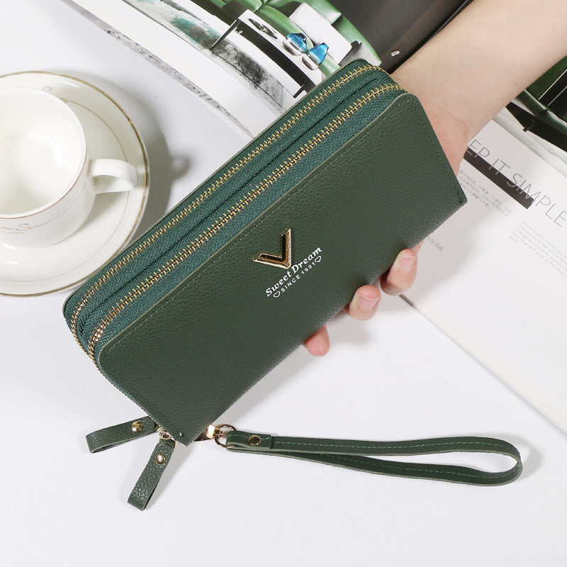 2023 Fashionable Double-Zipper Leather Wallet for Women