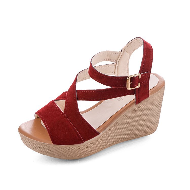 Suede Wedge Heeled Non-Slip Women's Sandals