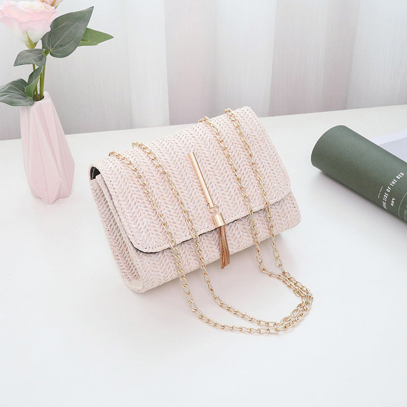 Fresh Rural Style Woven Chain Small Square Bag