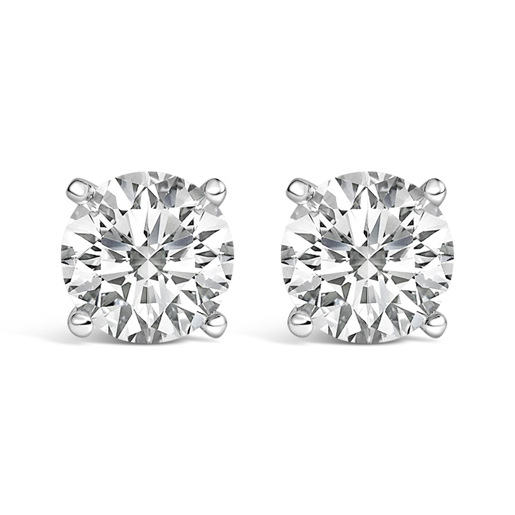 14K White Gold 2 1/2 Cttw Lab Grown Diamond Solitaire Stud Earrings