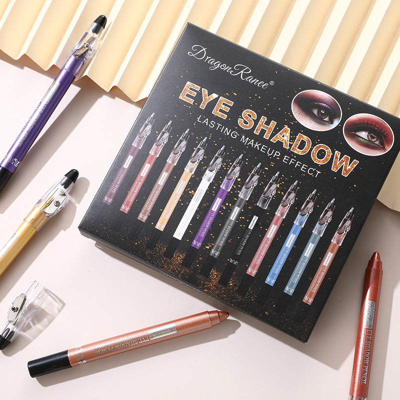 12-Piece Cross-Border Eyeshadow Pencil Set with Sharpener