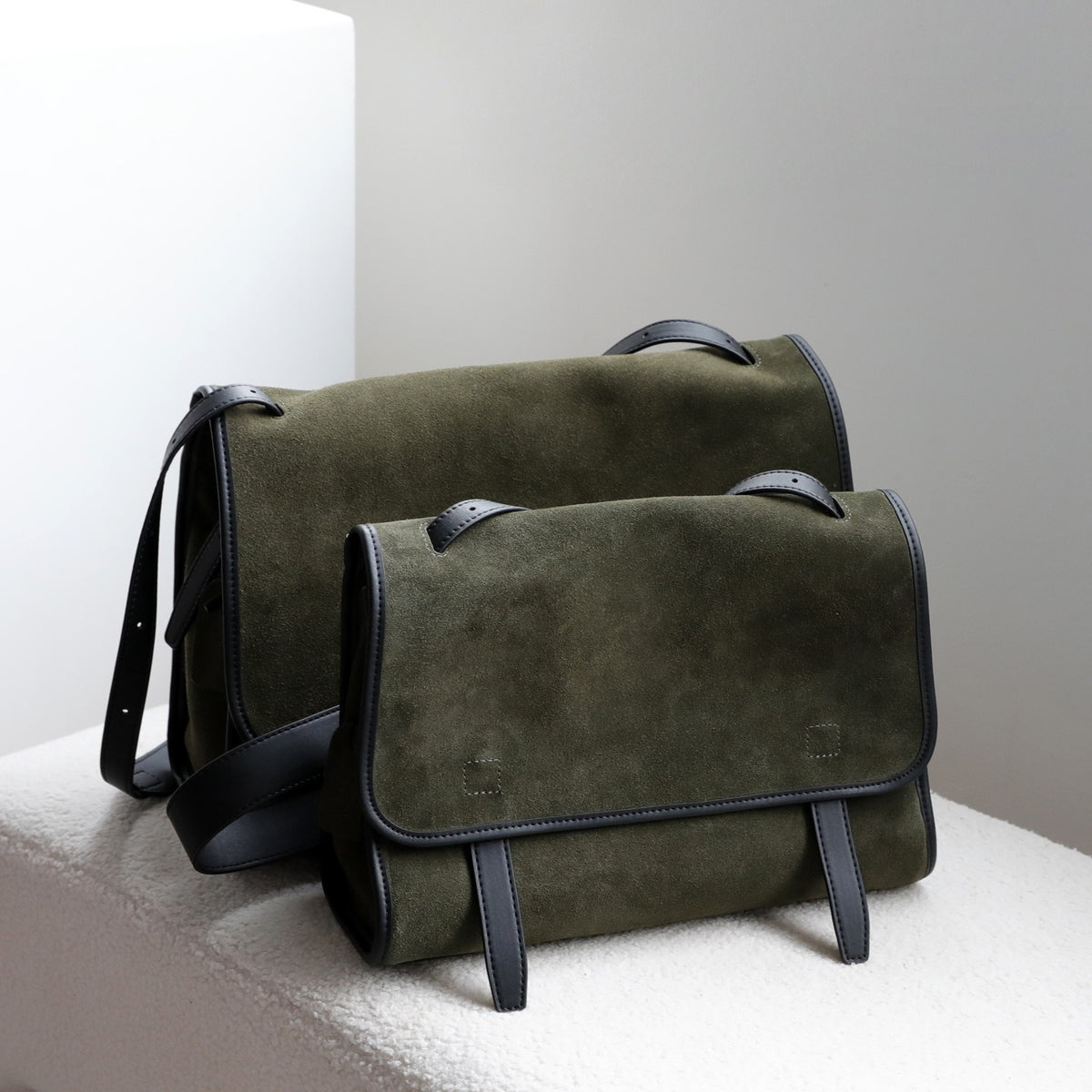 Matte Leather Large Messenger Bag