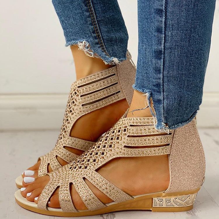 Elegant Roman Rhinestone Sandals