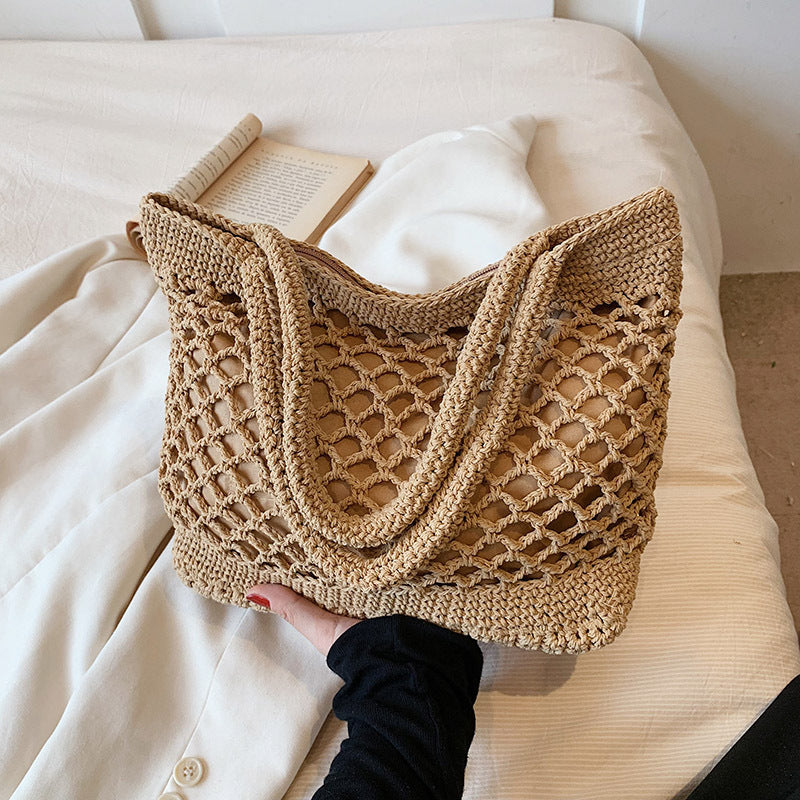 2024 New Chinese Style Woven Beach Tote Bag