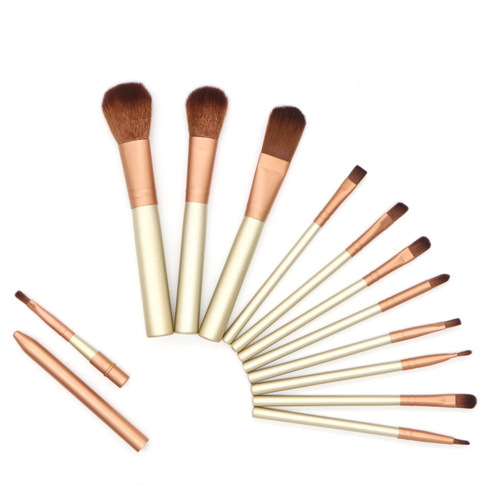 Golden Elegance 12-Piece Makeup Brush Set