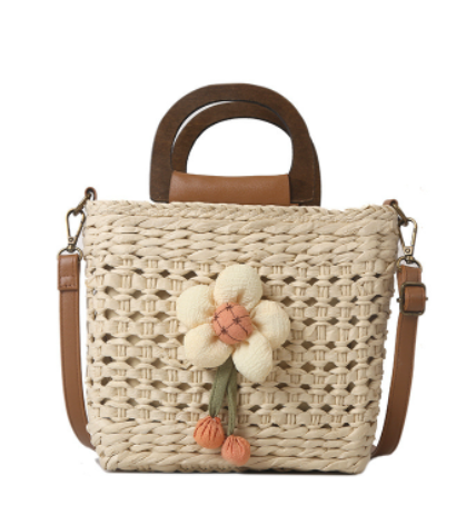 2022 Fashion Woven Paper Rope Handbag - Casual Shoulder Bag