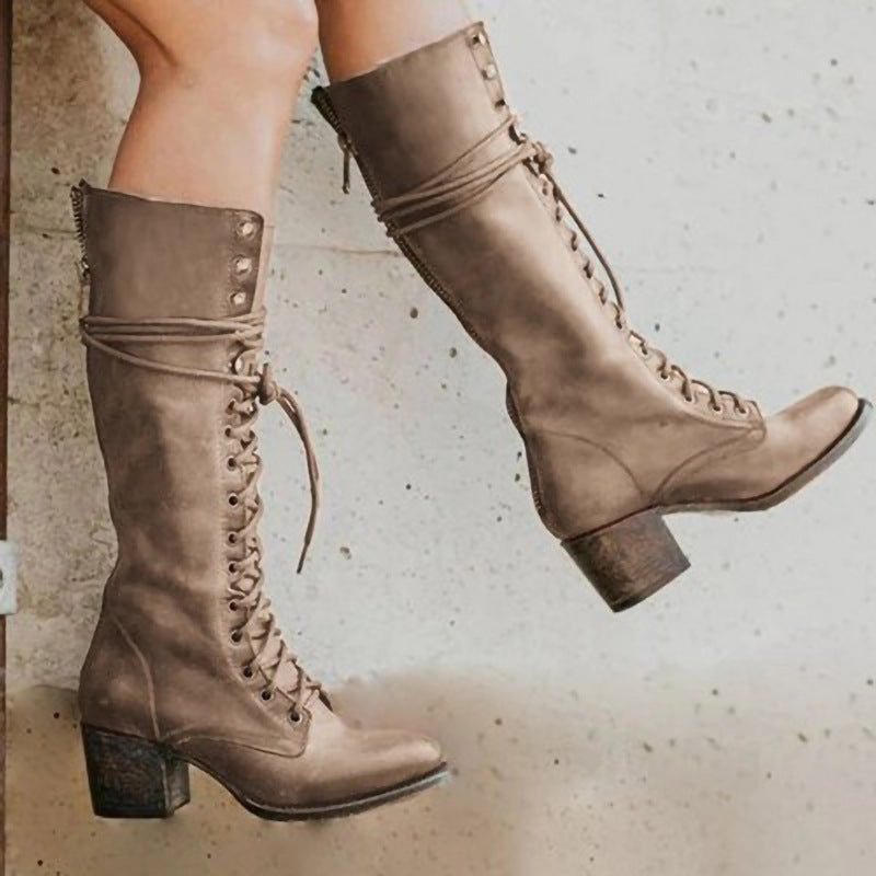 Elegant Heeled Lace-Up Boots