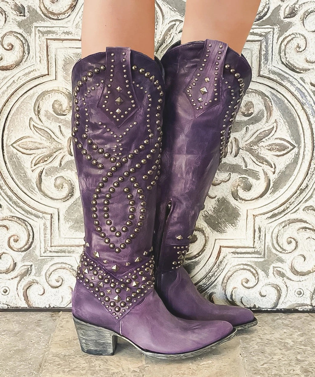 Elegant Rivet Knee-High Boots