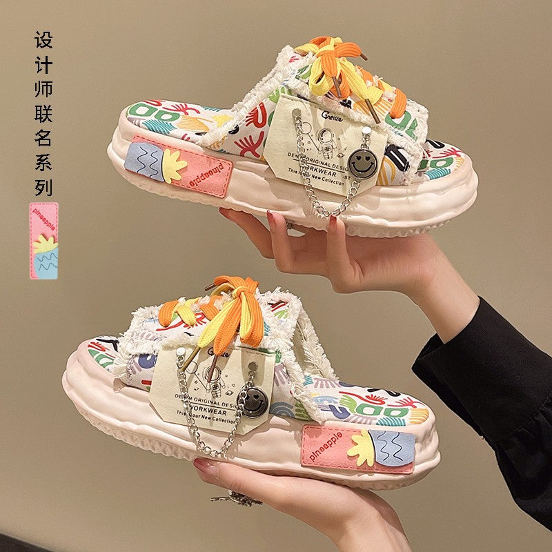 Coastal Doodle Platform Sandals