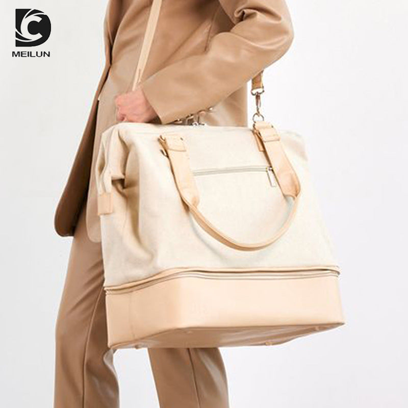 Large Capacity Canvas Travel Bag - Expandable Tote