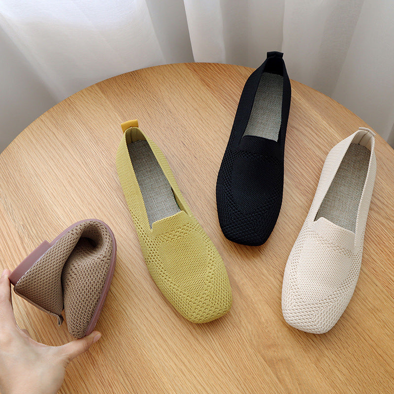 Plus Size Knitted Flat Shoes for Women (Spring/Fall)