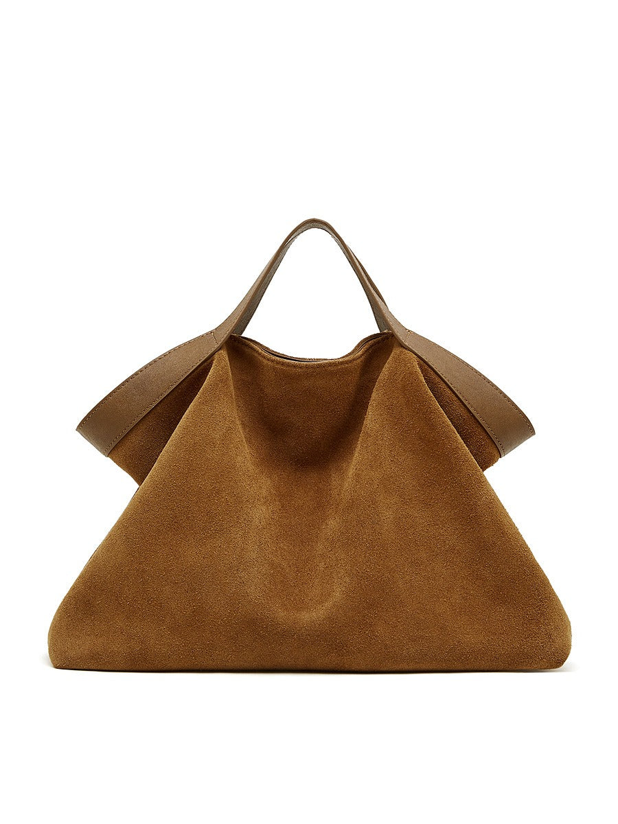 Suede Genuine Leather Structured Tote Bag