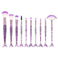 Mermaid Tail Crystal Makeup Brush Set (10 Pcs)