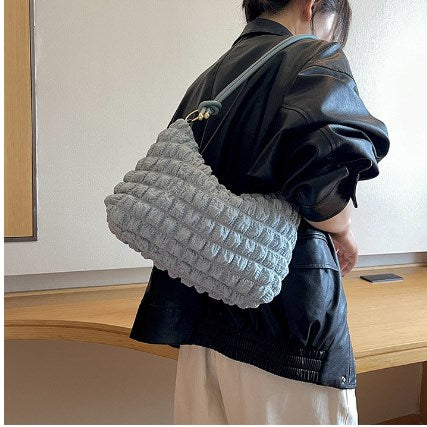 2023 Women's Soft Pleated Bubble Shoulder Bag
