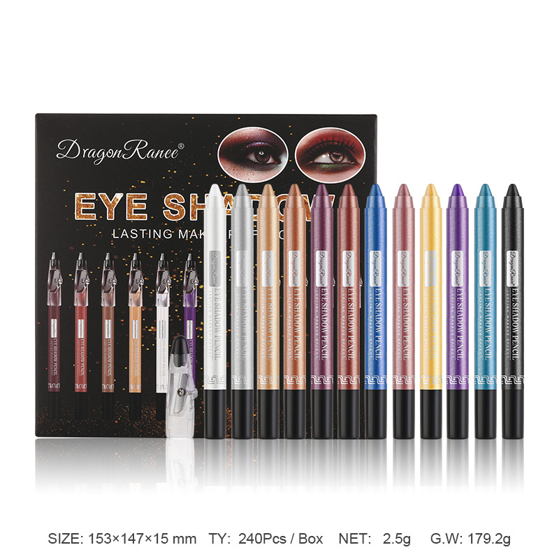 12-Piece Cross-Border Eyeshadow Pencil Set with Sharpener