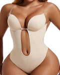 Strapless Shapewear for Women Backless Bra Shapewear for Backless Dress Bra Bodysuit Deep Plunge Shapewear Body Shaper (Beige 3X-Large (42))