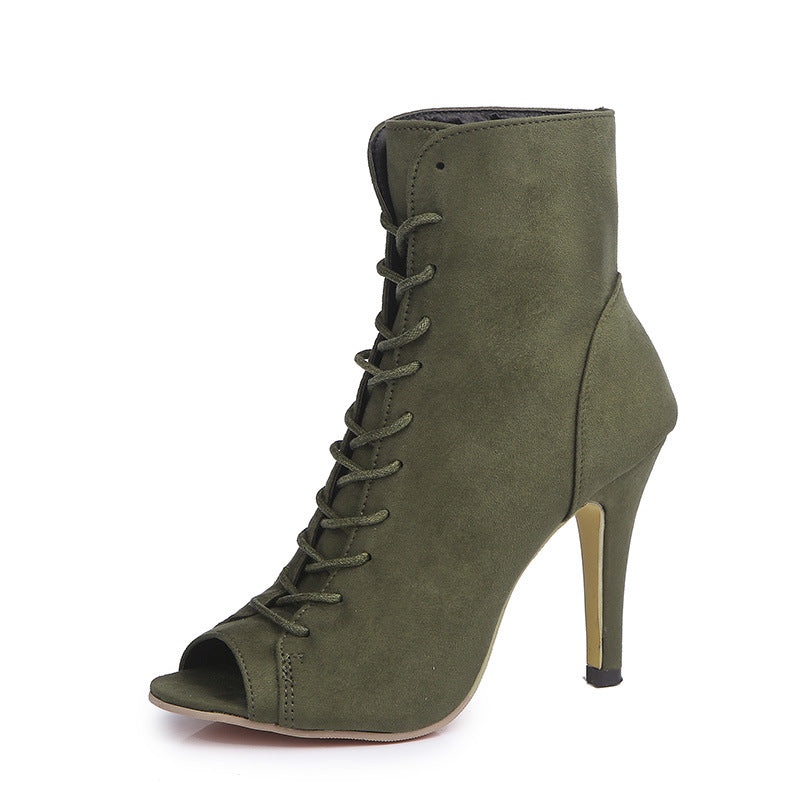 Elegant Suede Lace-Up Stilettos