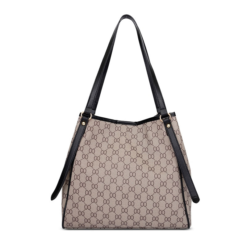 Women's Handbags Ladies Shoulder Bag PU Fashion Hit Color Printing Bottom Wear-resistant Rivets Large Capacity