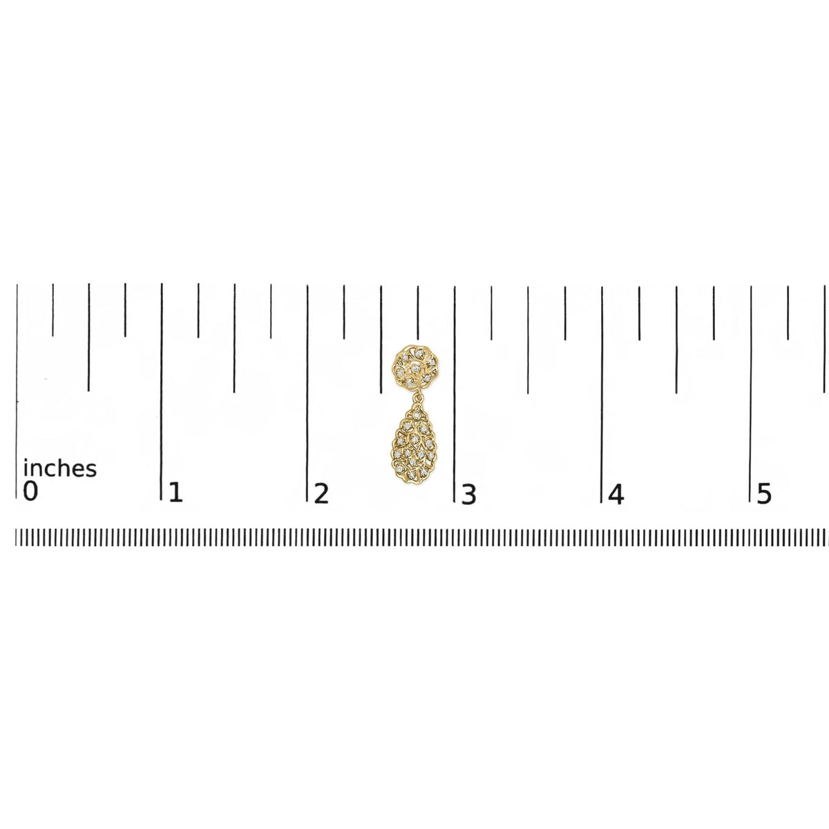 14K Yellow Gold Plated  1/5 Cttw Diamond Teardrop Filigree Earrings