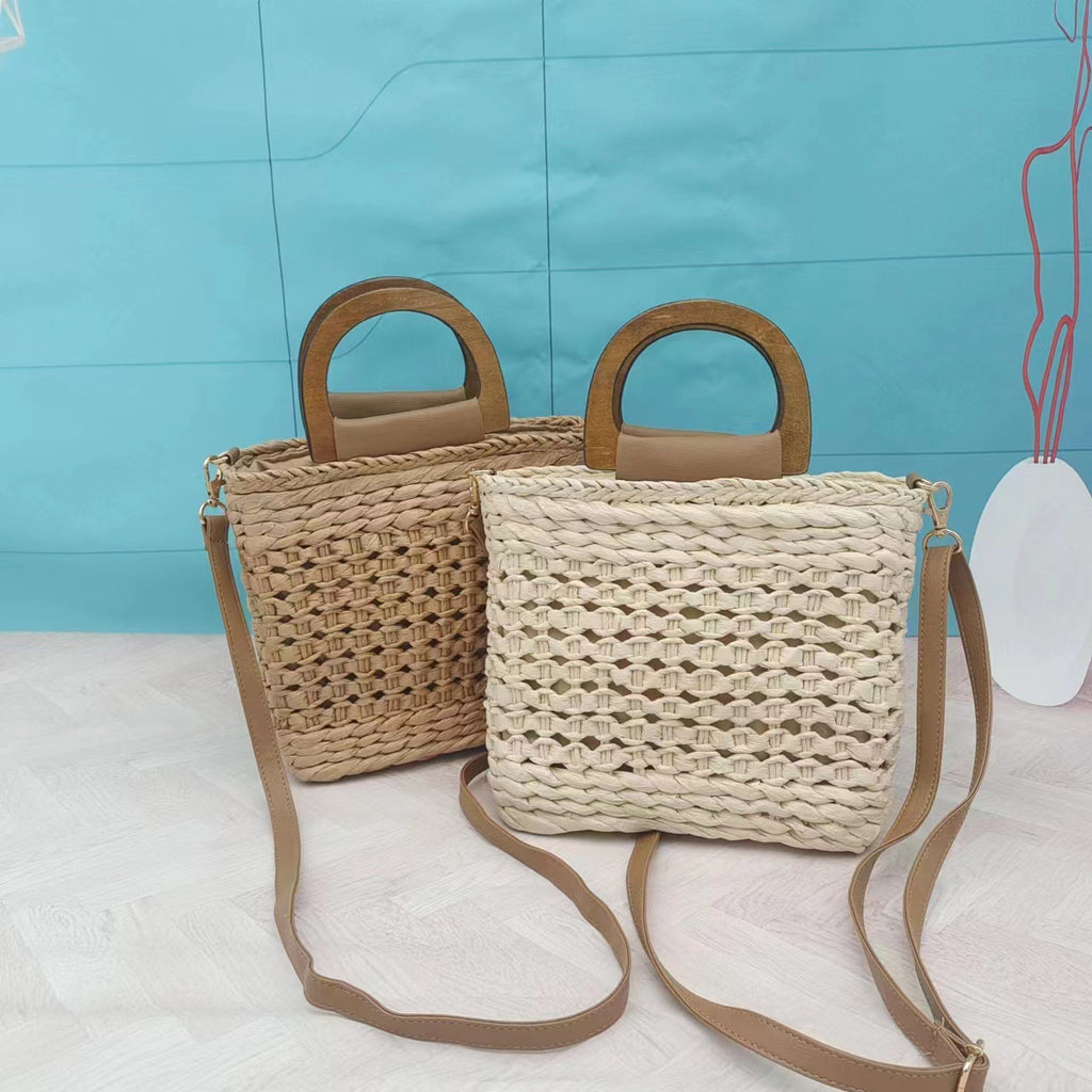 2022 Fashion Woven Paper Rope Handbag - Casual Shoulder Bag