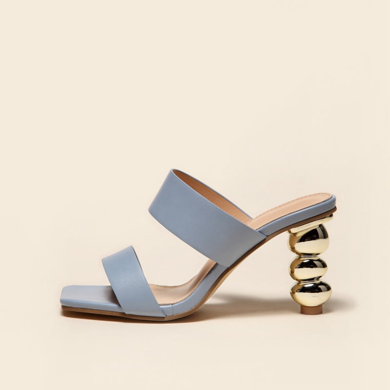 Electroplating High Heel Sandals for Women in Summer