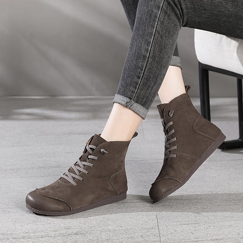 Elegant Retro Leather Boots for Women