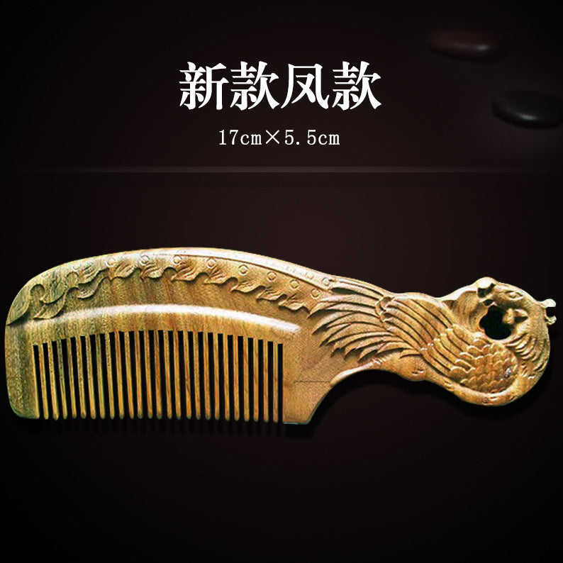 Antique-Style Green Sandalwood Comb Set