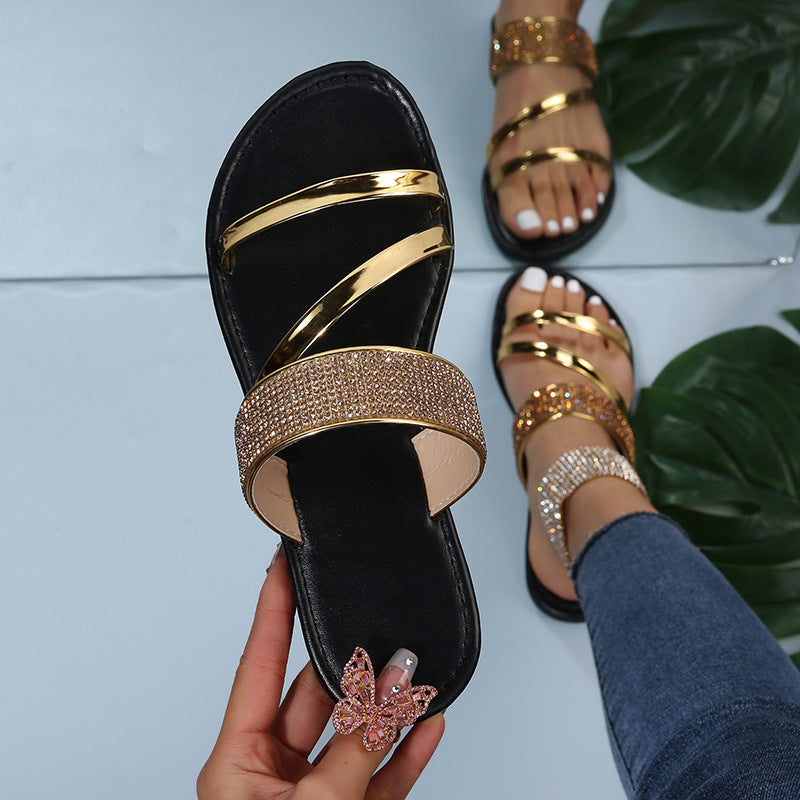 Elegant Rhinestone Outdoor Sandals