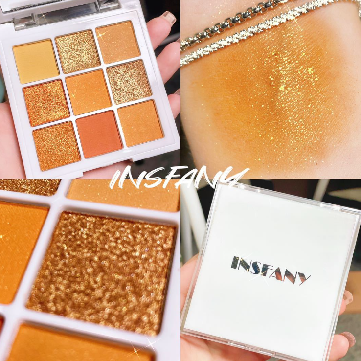 INSFANY 9 Sunset Red Brown Eyeshadow Highlighting Palette