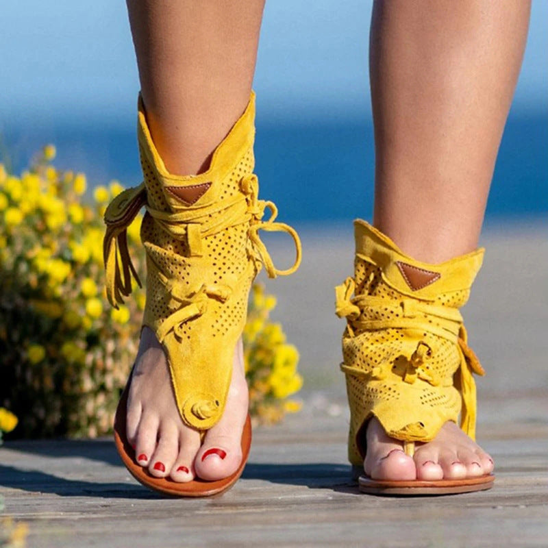 Large Fringe Strap Women's Flat Shoes and Sandals