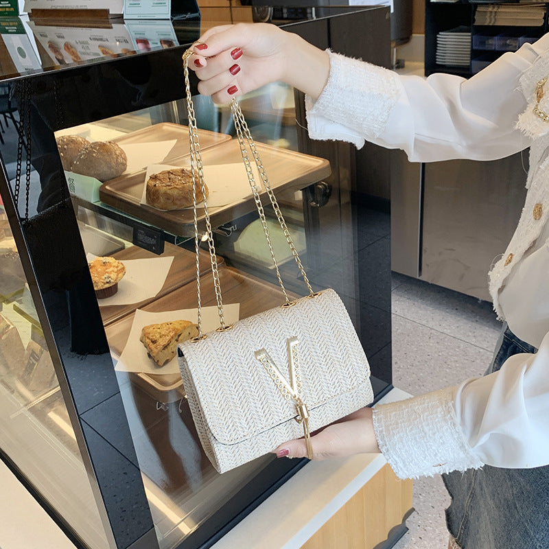 Fresh Rural Style Woven Chain Small Square Bag