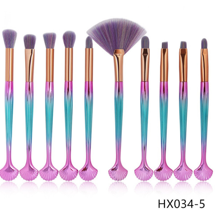 Elegant 10-Piece Shell Brush Set