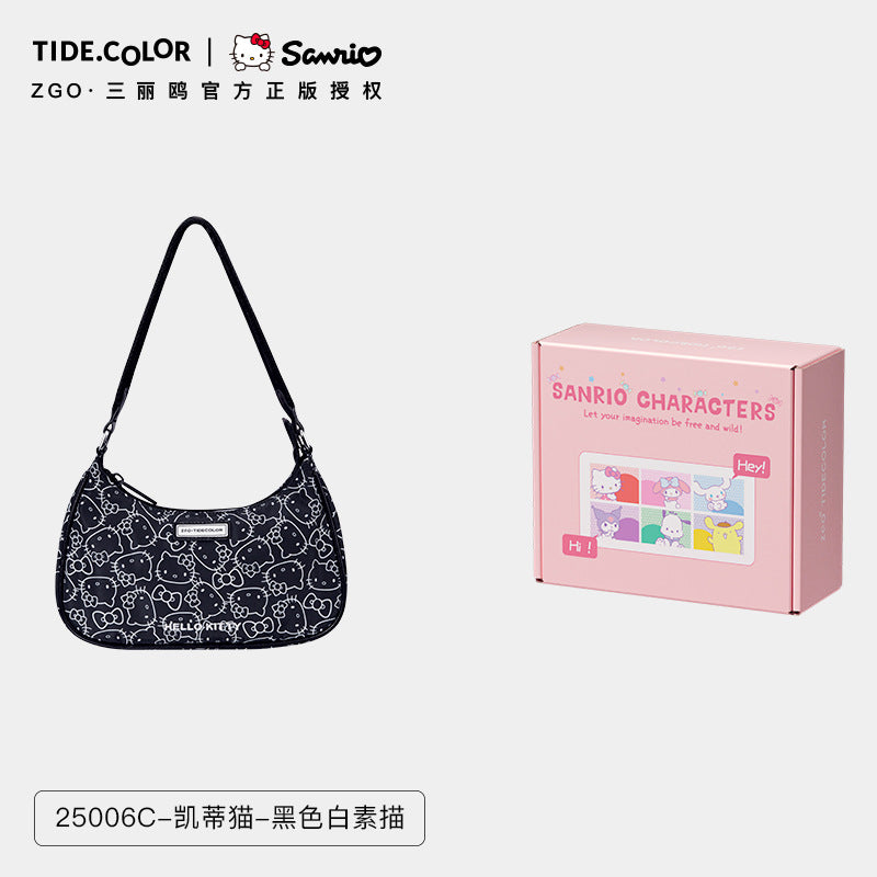 ZGO Kuromi Nylon Shoulder Bag for Girls and Students