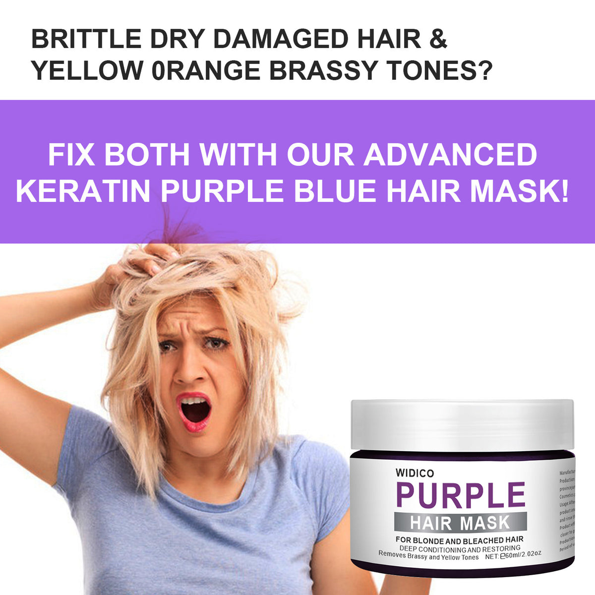 Purple Shampoo for Yellow Tone Removal and Hair Care