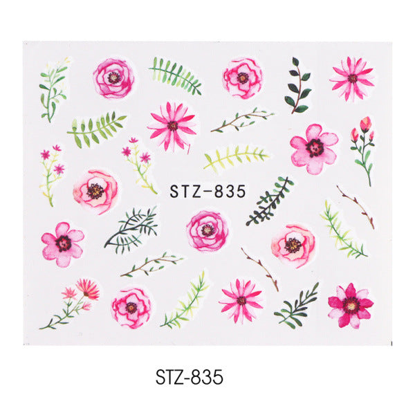Elegant Green Leaf Rose Nail Decals
