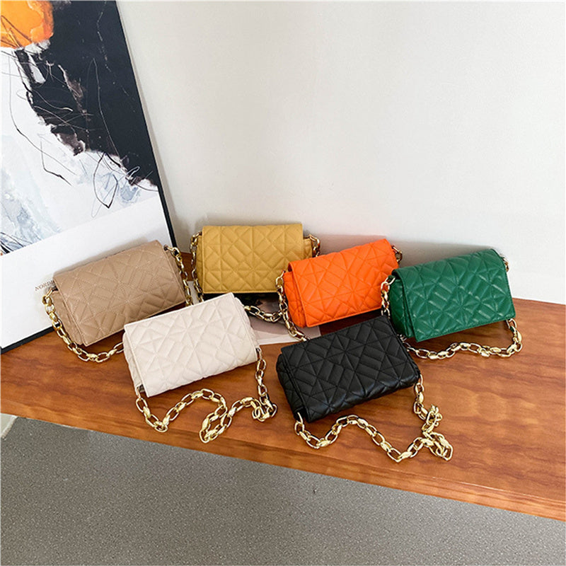 Women's PU Leather Rectangular Diamond Jacquard Bag