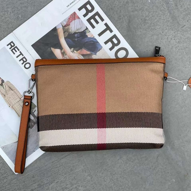Elegant Striped Leather Clutch